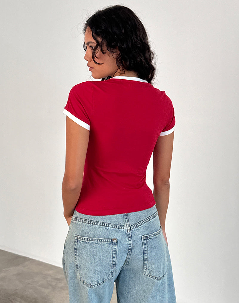 Image of Salda Tee in Tango Rot mit weißem Einband