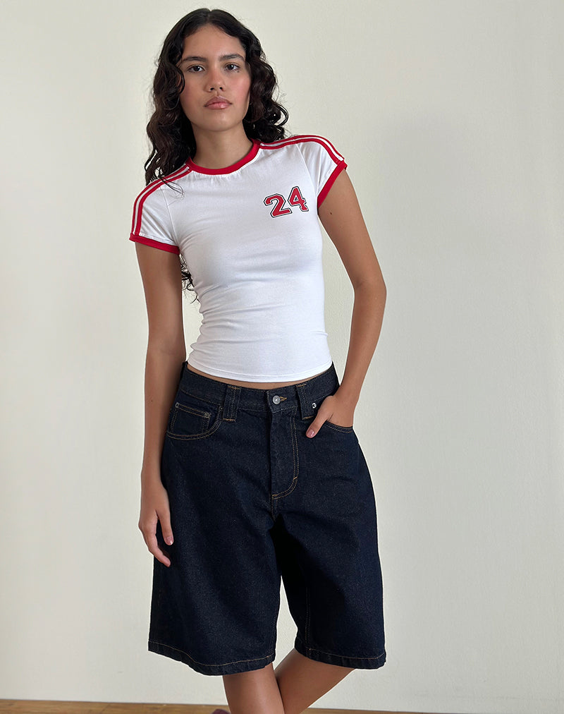 Image of Salda Tee in Weiß mit rotem Tango-Band