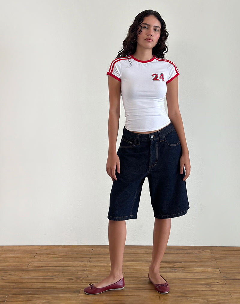 Image of Salda Tee in Weiß mit rotem Tango-Band