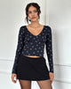 Image of Salisa Top in Marineblau mit Mini-Schleifen-Design