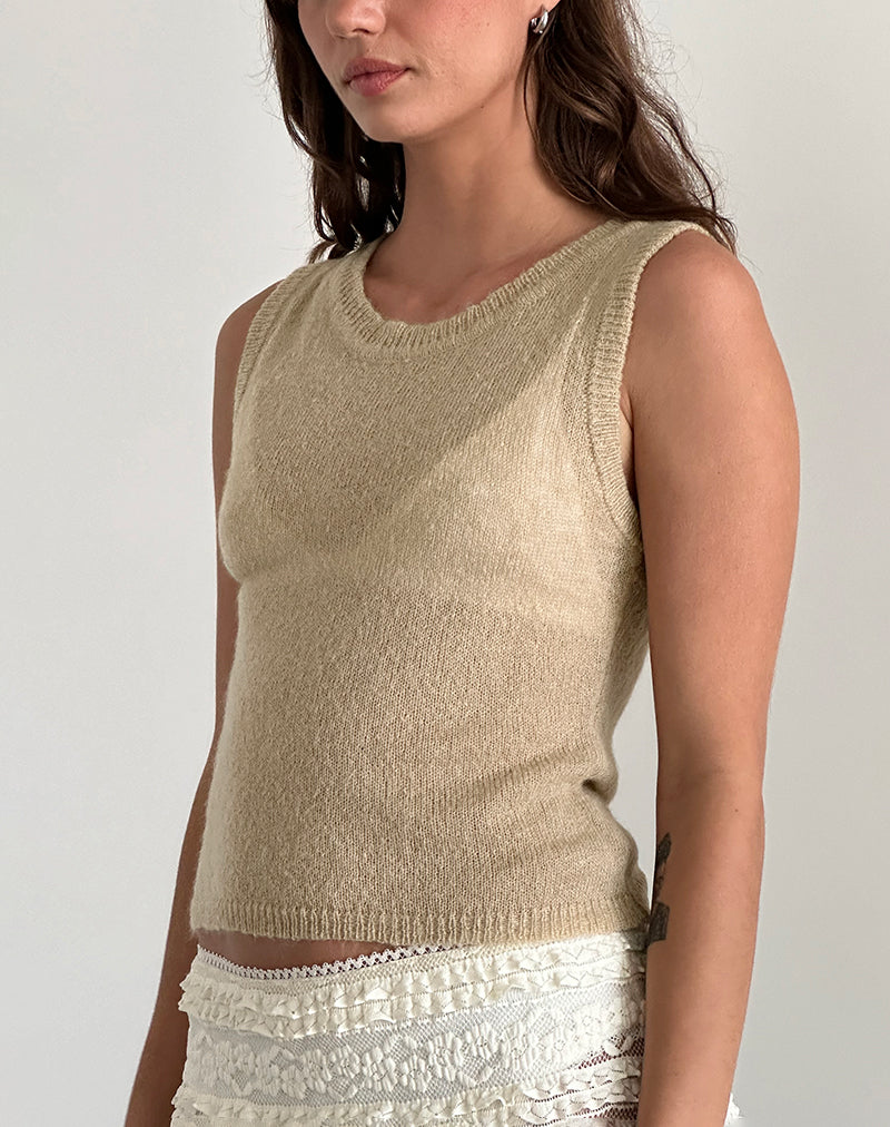 Salisha Tank Top aus natürlichem, transparentem Strick