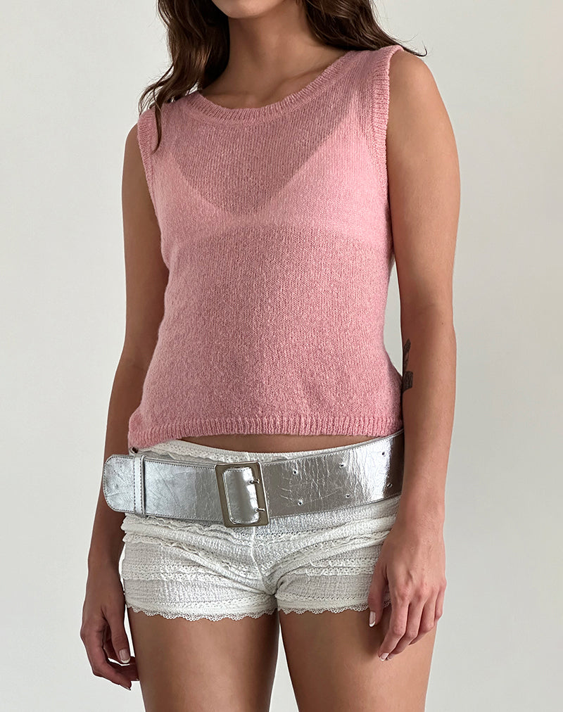 Image of Salisha Tank Top in Pink Transparentes Strickgewebe
