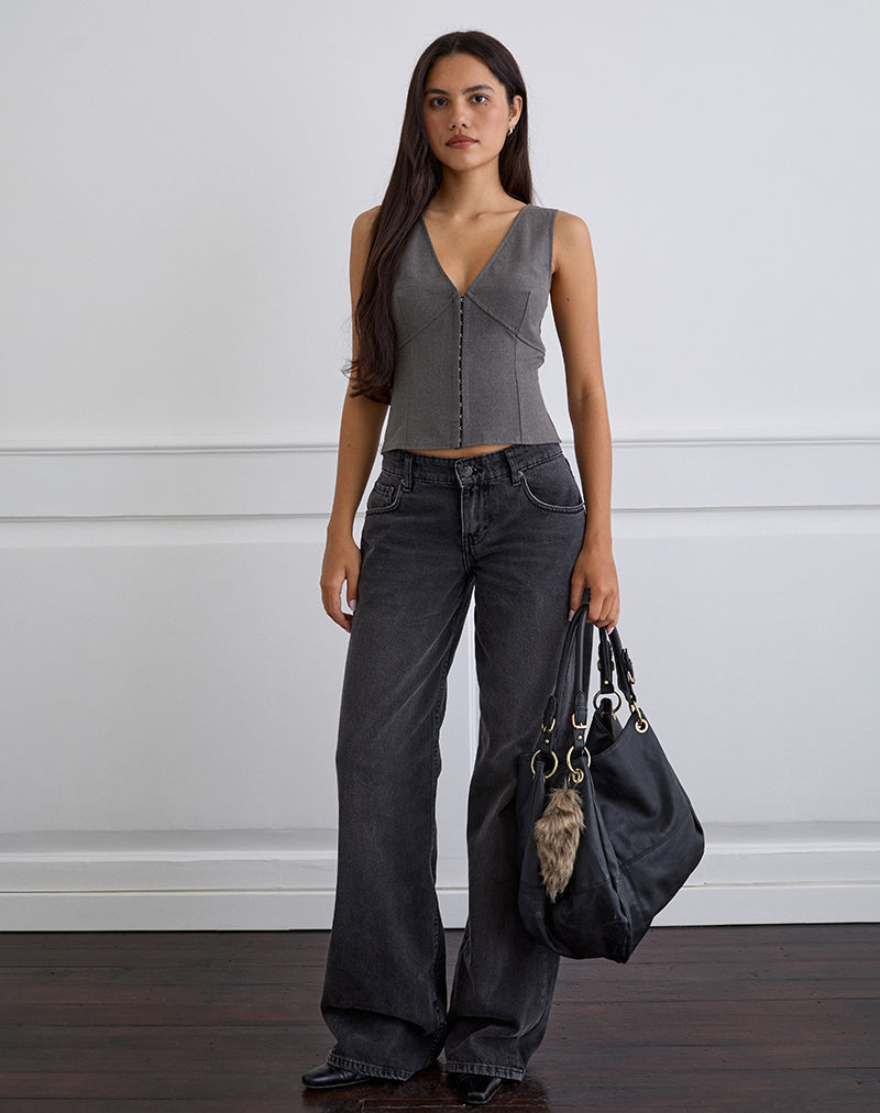 Image of Salpa tief ausgeschnittenes Top in Tailoring Charcoal
