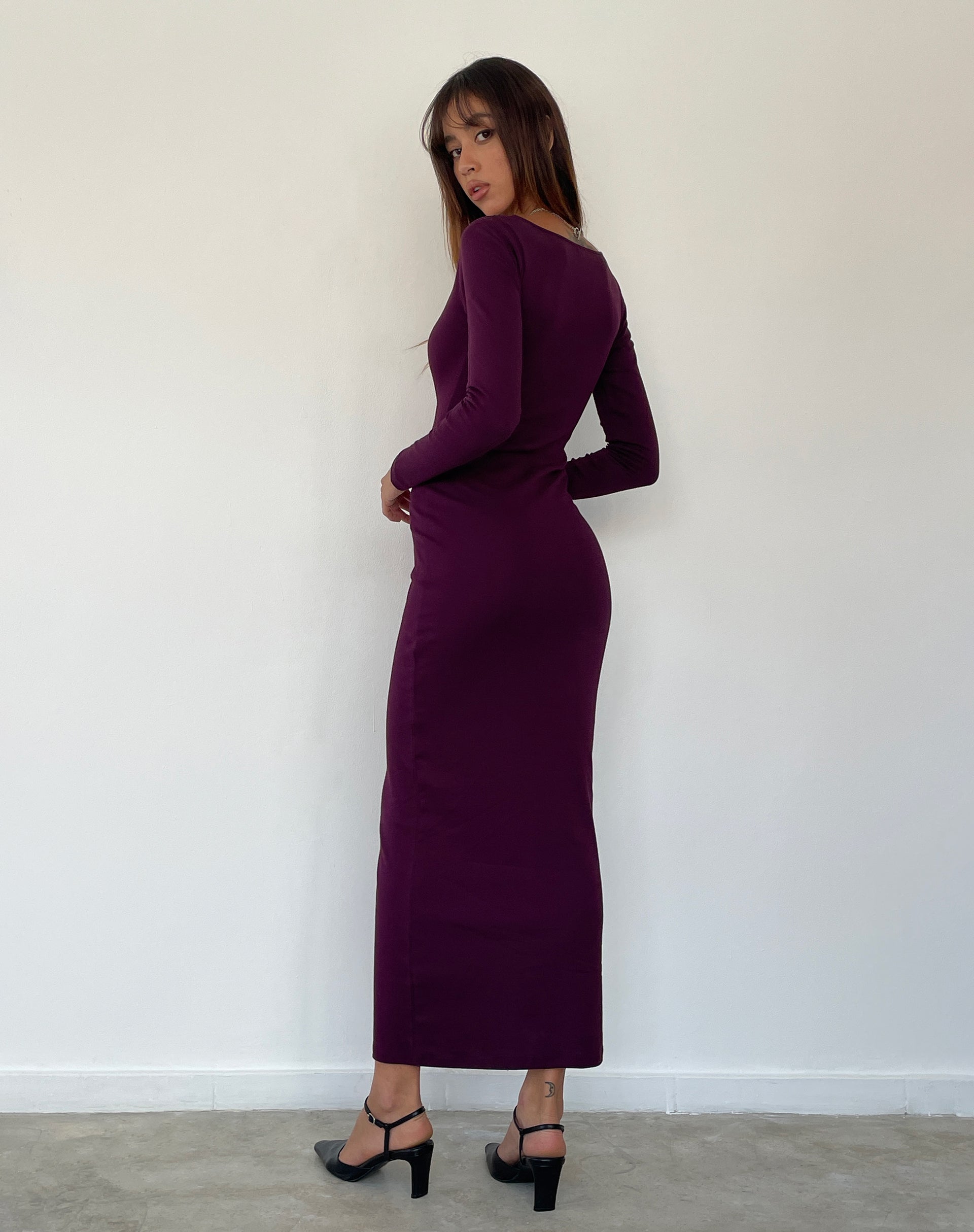 Image of Samaira Langärmeliges Maxikleid in Aubergine
