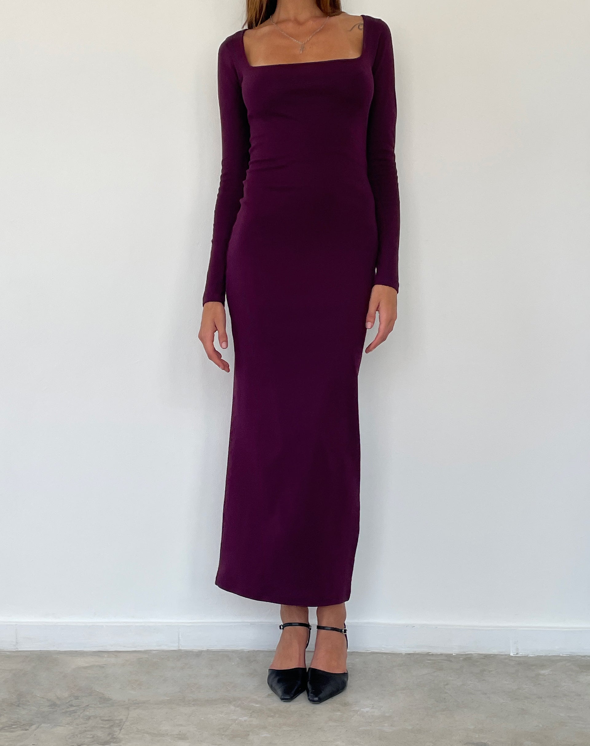 Image of Samaira Langärmeliges Maxikleid in Aubergine