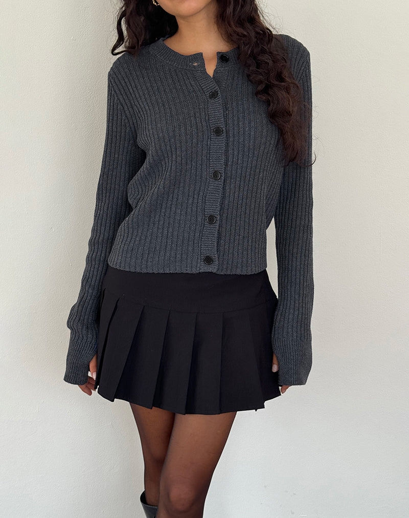 Samaya Strickjacke in dunkler Holzkohle