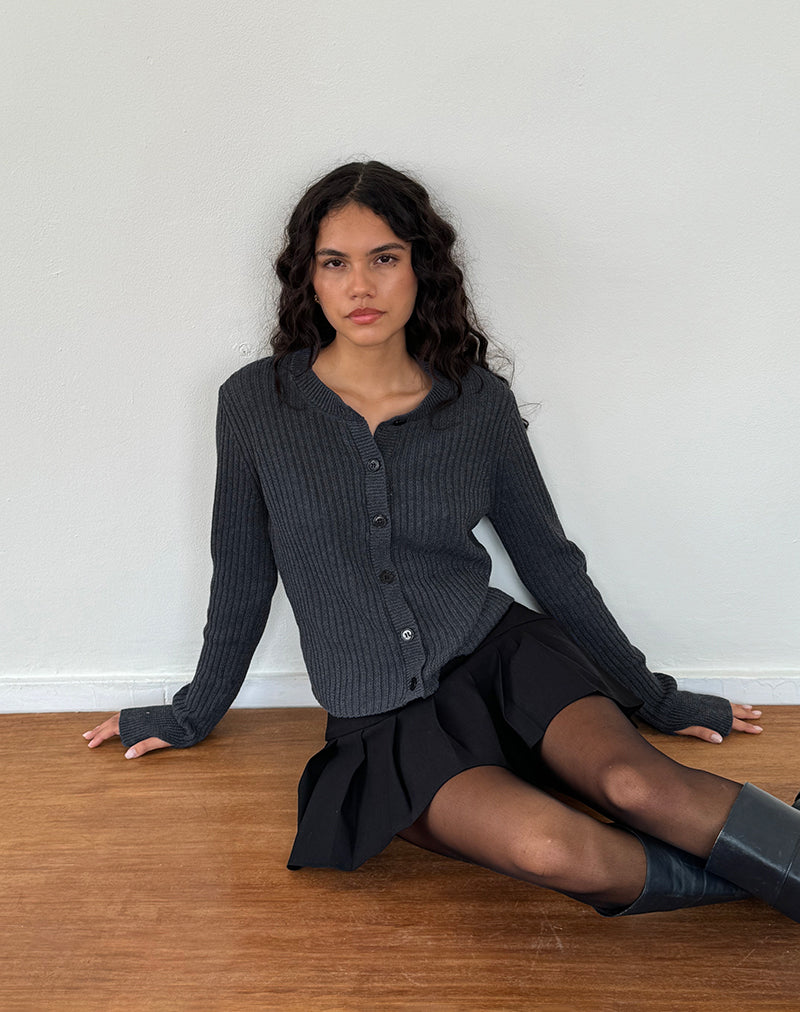 Samaya Strickjacke in dunkler Holzkohle