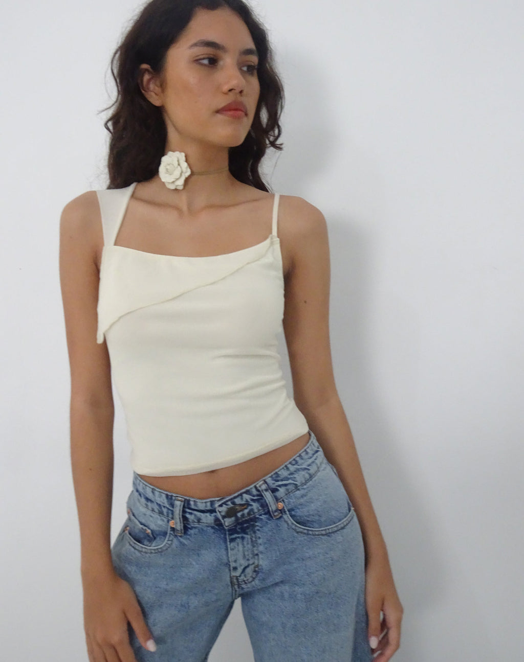 Sambu Top aus Mesh Elfenbein