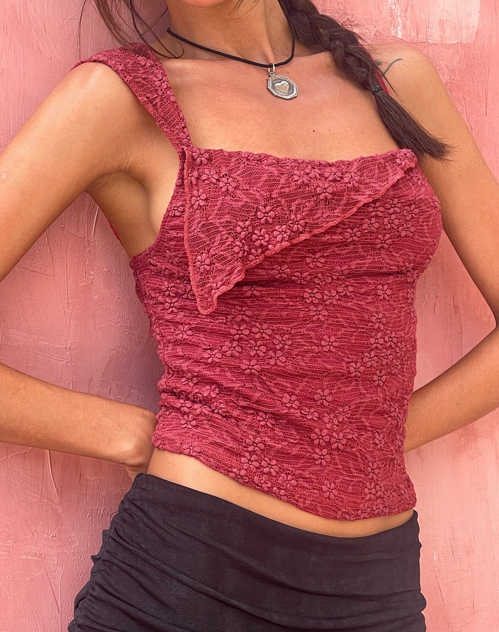 Sambu Spitze Cami Top in Rot