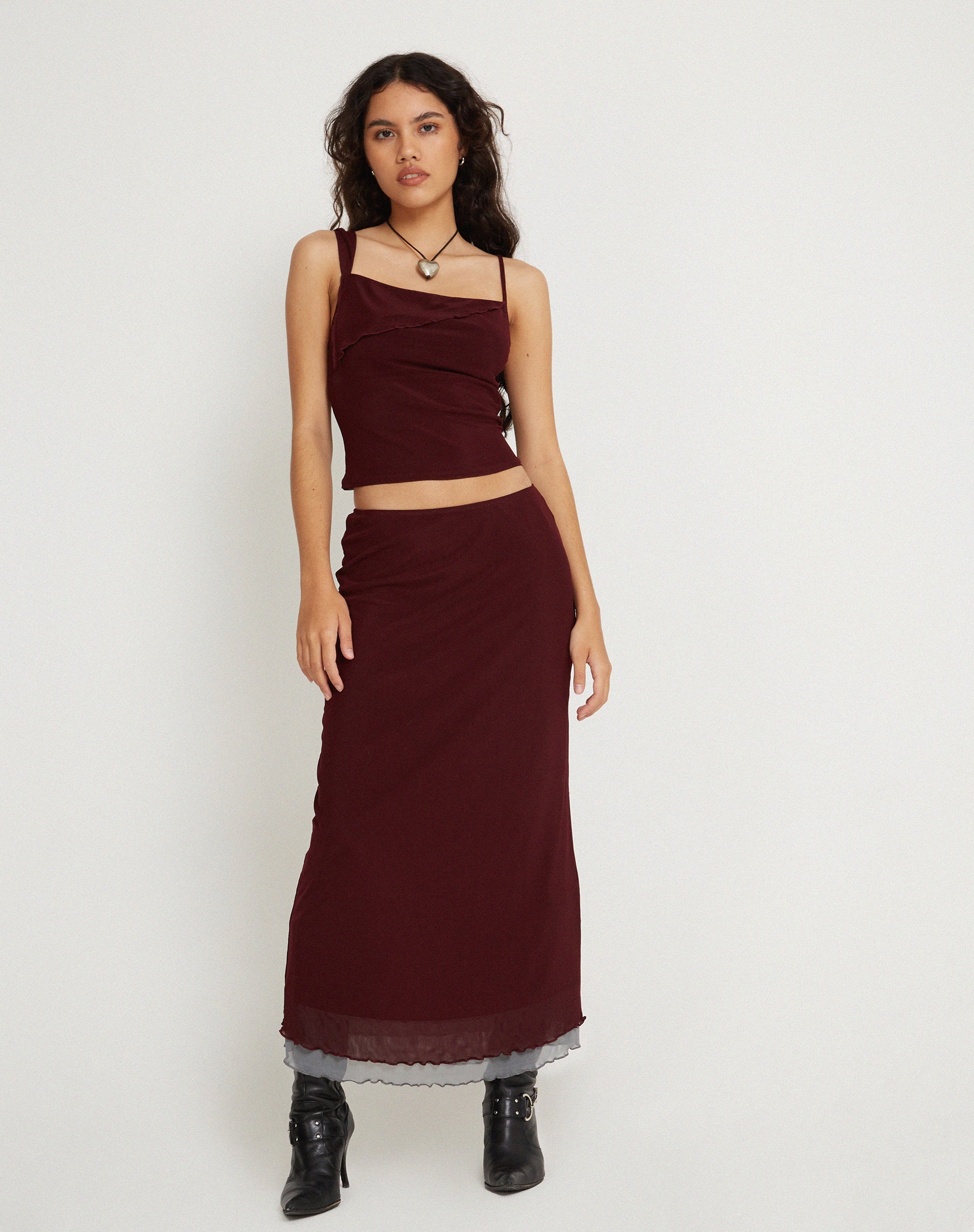 Bild von Sambu Crop Top aus Mesh Burgundy