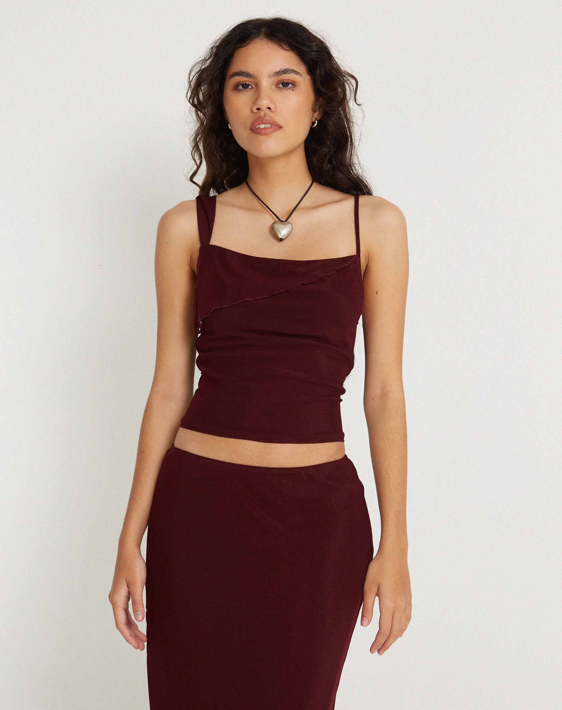 Bild von Sambu Crop Top aus Mesh Burgundy