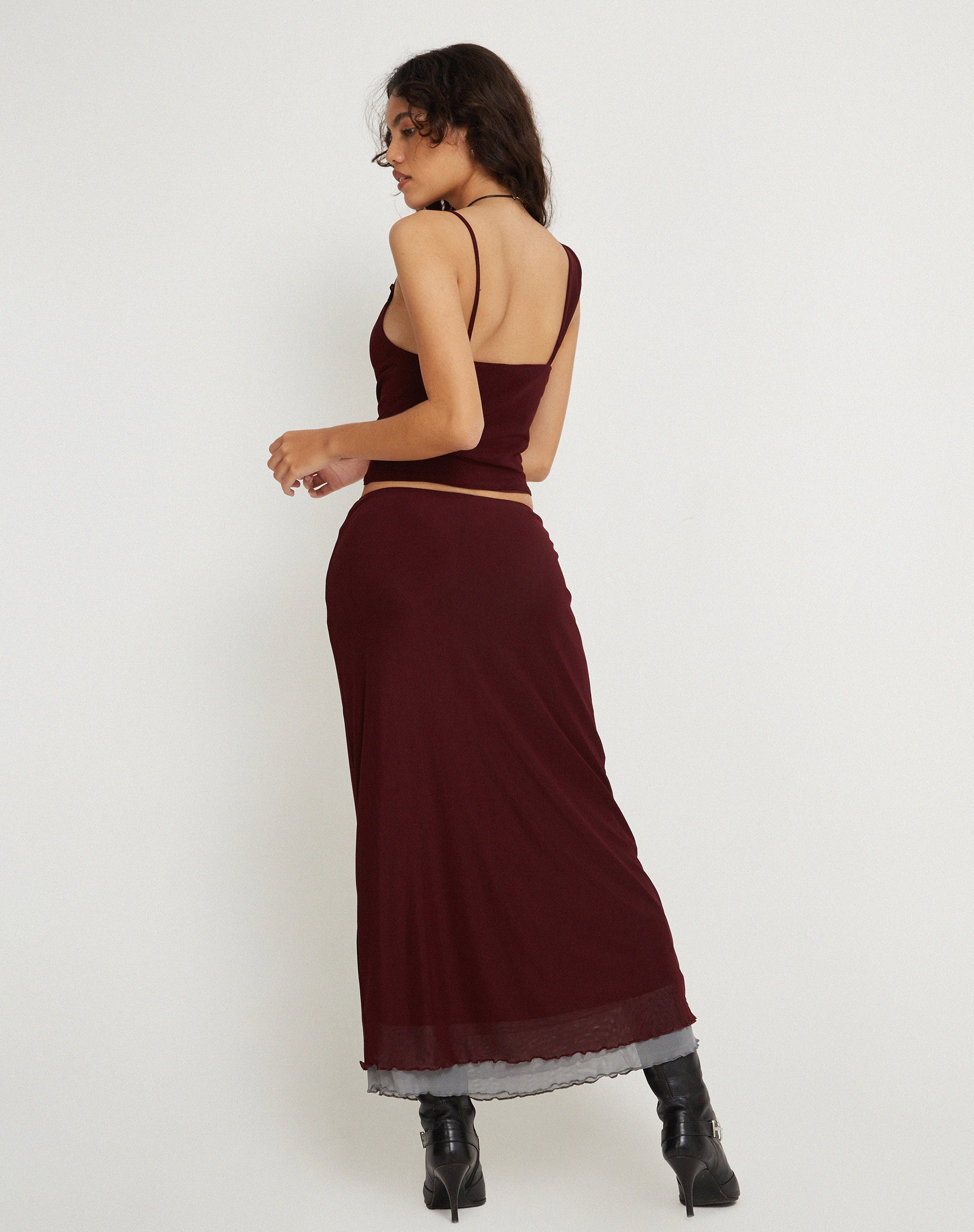 Bild von Sambu Crop Top aus Mesh Burgundy