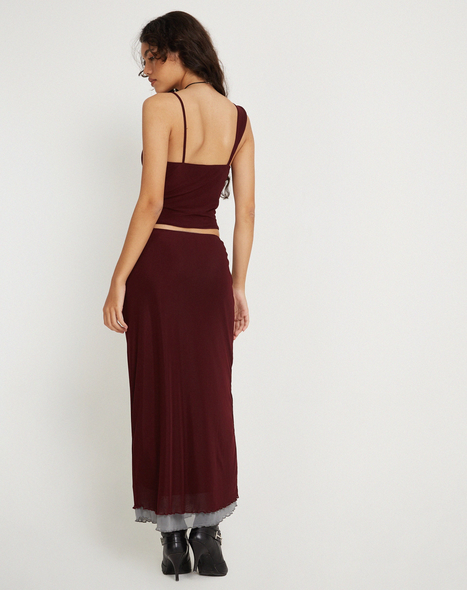 Bild von Sambu Crop Top aus Mesh Burgundy