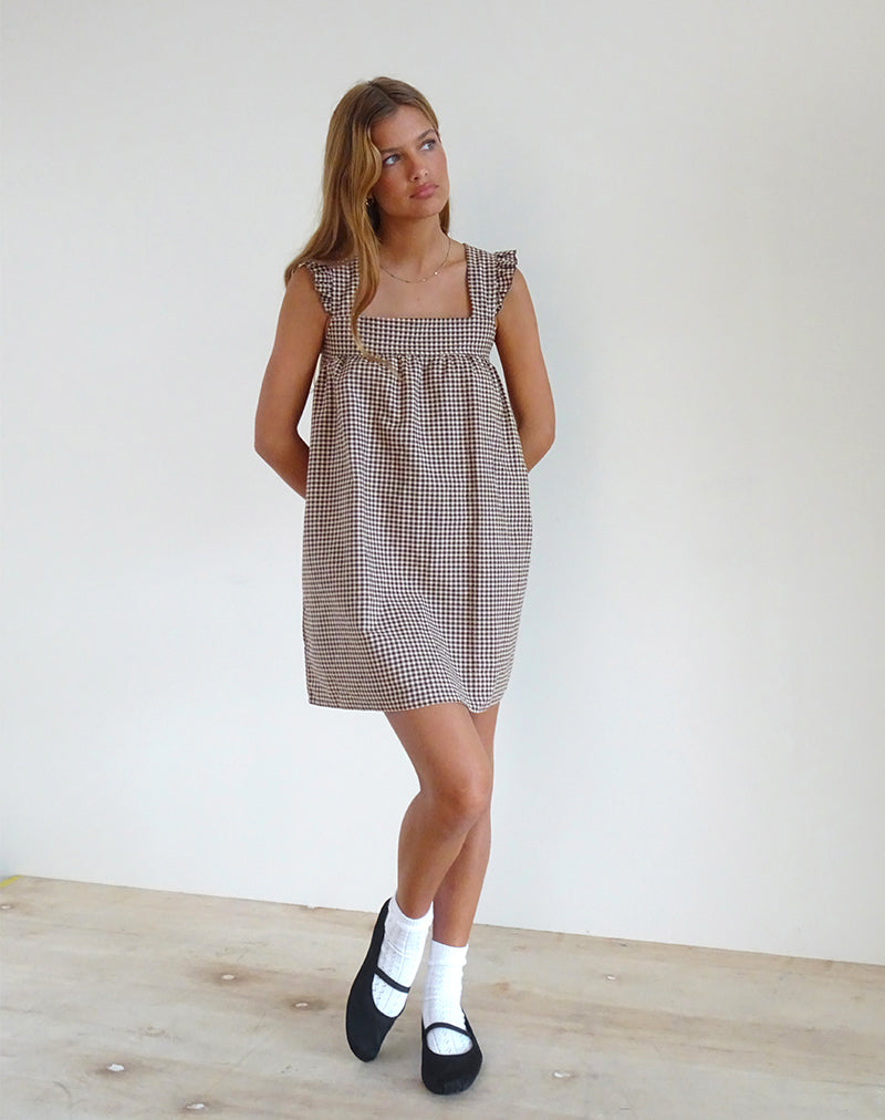 Sanaly Minikleid aus Mini-Gingham Braun