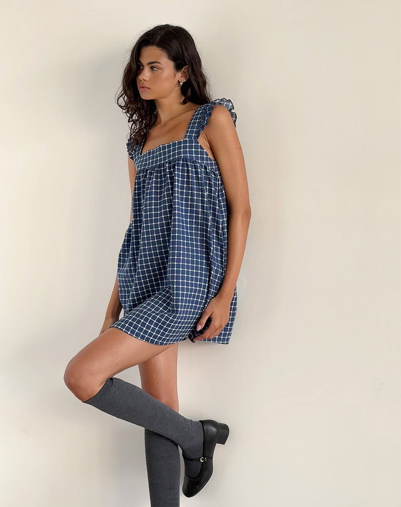 Sanaly Minikleid in Marineblau Tartan Rami