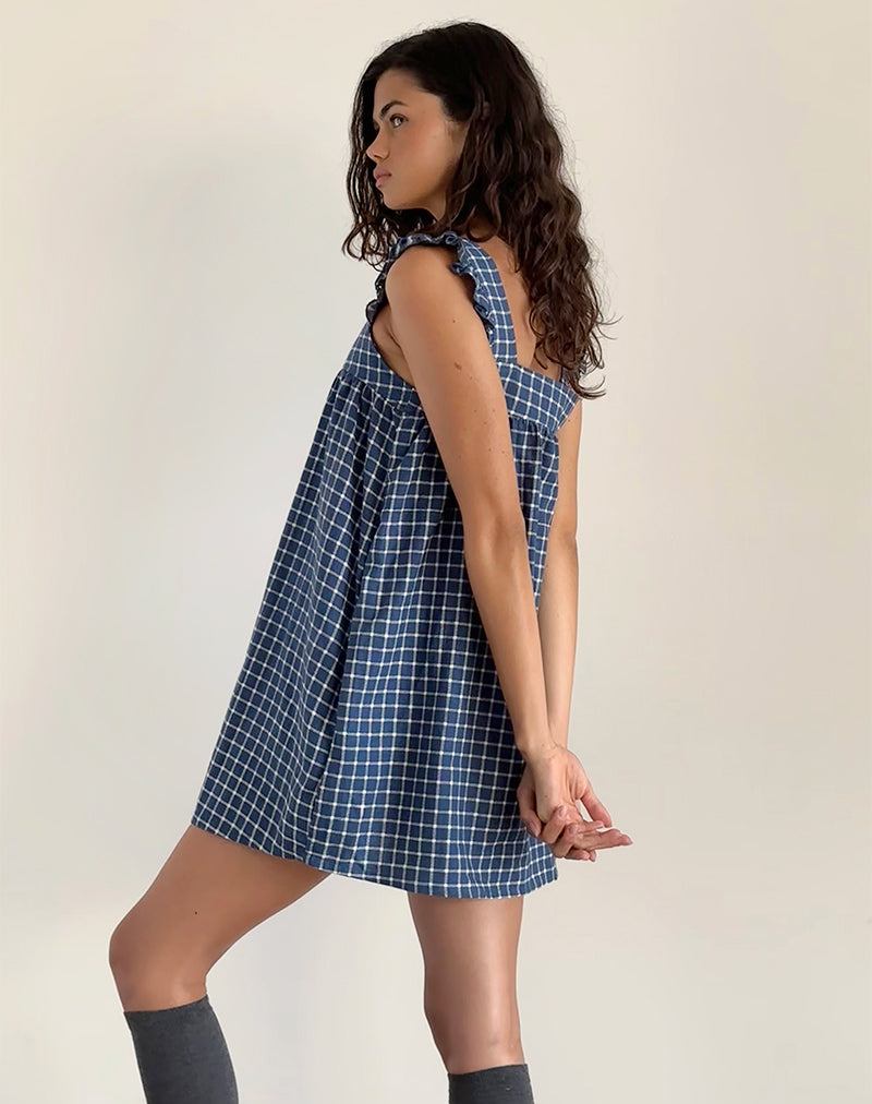Image of Sanaly Minikleid in Marineblau Tartan Rami