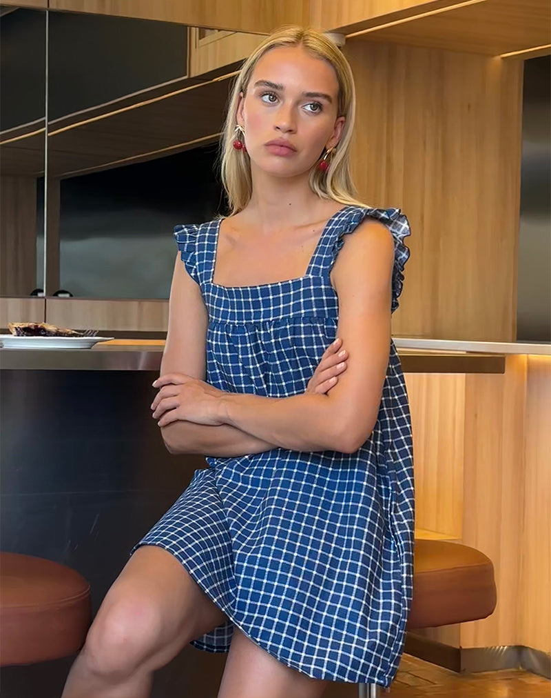 Sanaly Minikleid in Marineblau Tartan Rami