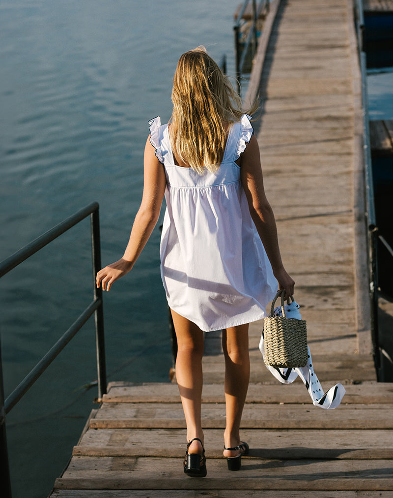 Image of Sanaly Minikleid in Weiß mit Navy Babylock