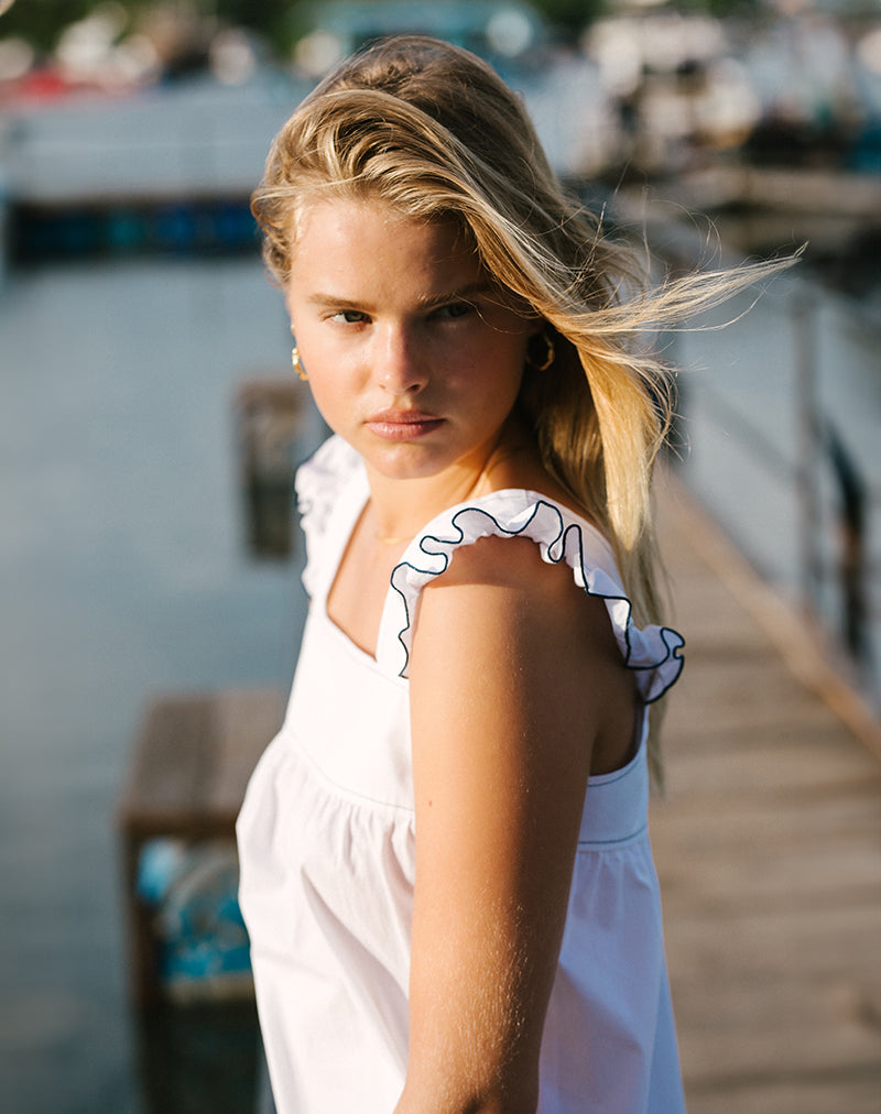 Image of Sanaly Minikleid in Weiß mit Navy Babylock
