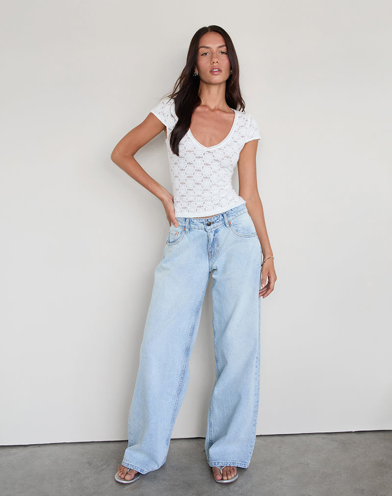 Image of Sanjana Top aus Spitze Elfenbein