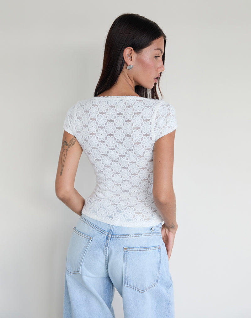 Image of Sanjana Top aus Spitze Elfenbein