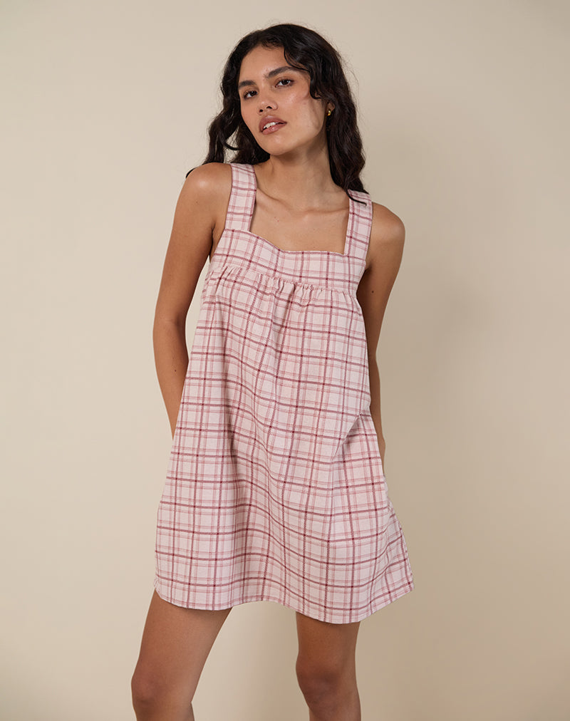 Image of Sanlia Minikleid in Basic Tartan Rosa