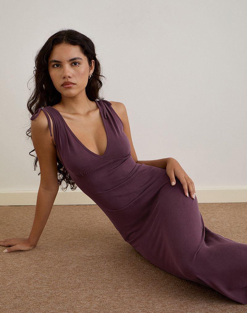 Sanyu Tief ausgeschnittenes Maxikleid aus Cupro Deep Purple