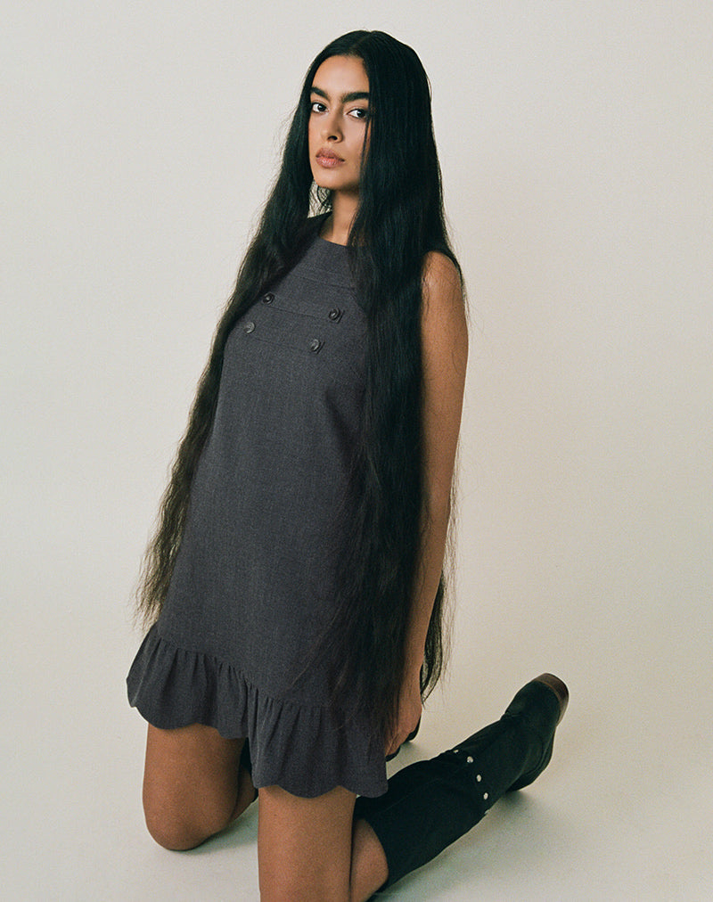 Image of Saraya Mini Dress in Tailoring Grey Blue