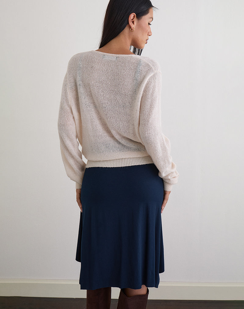 Saroya Plunge Wrap Top aus Strick in Ecru