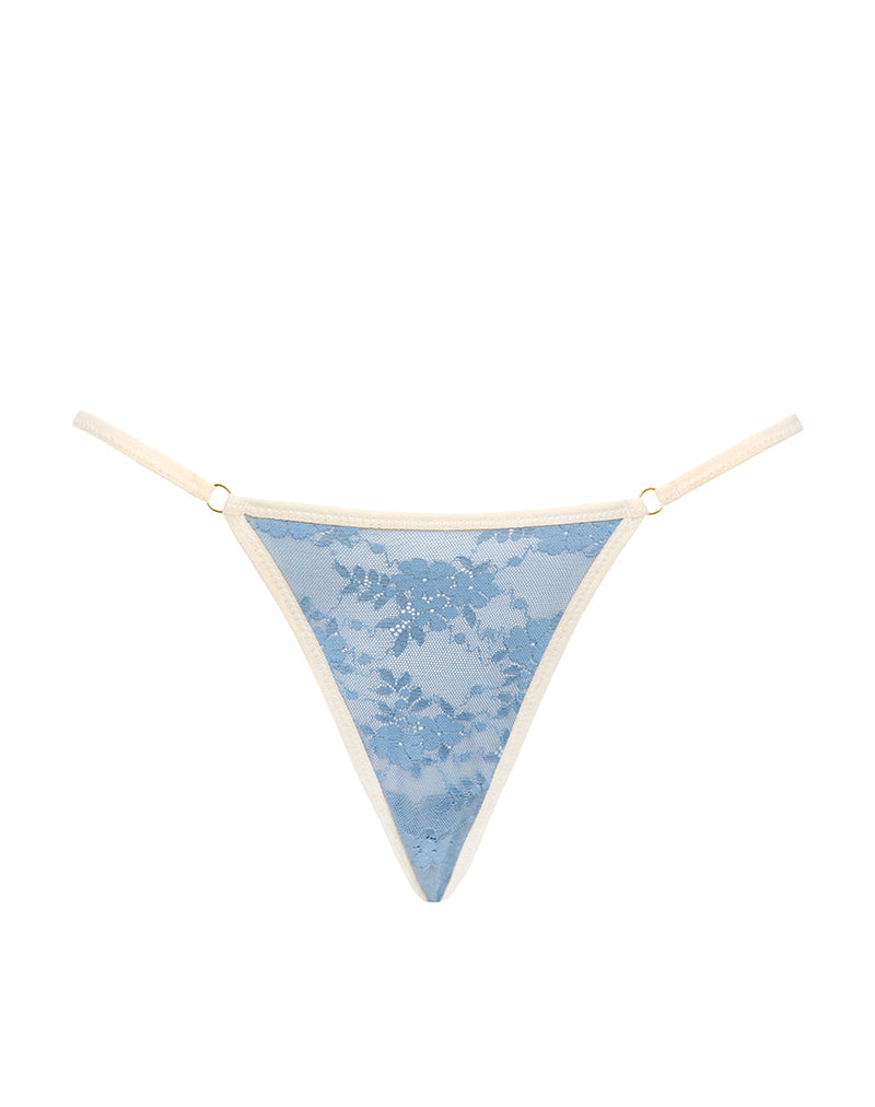 Image of Sarua String aus blauem Netz mit elfenbeinfarbener Bindung