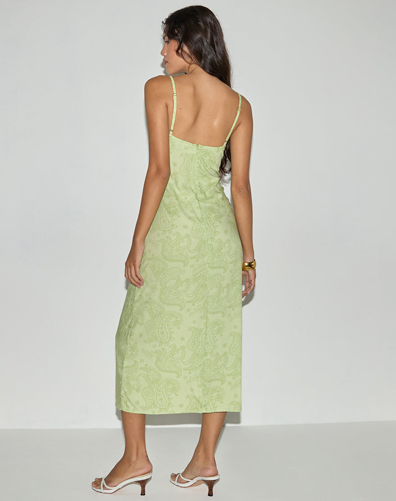 Image of Sastra Midikleid in Retro Paisley Limette