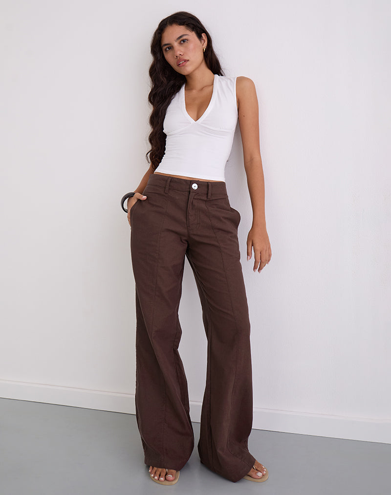 Freche Hose aus Leinen Deep Mahogany