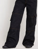 Image of Saul Wide Leg Cargo Trouser in Schwarz mit orangefarbenen Nähten