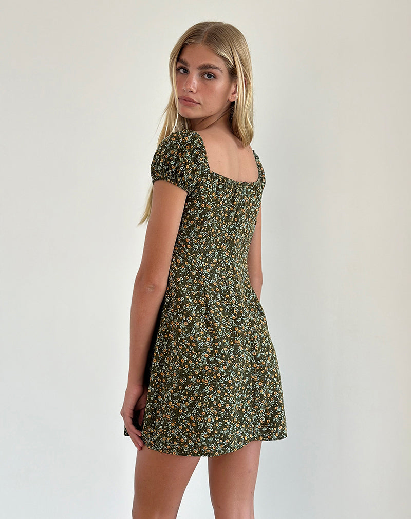 Bild von Savio Minikleid in Grunge Floral Khaki