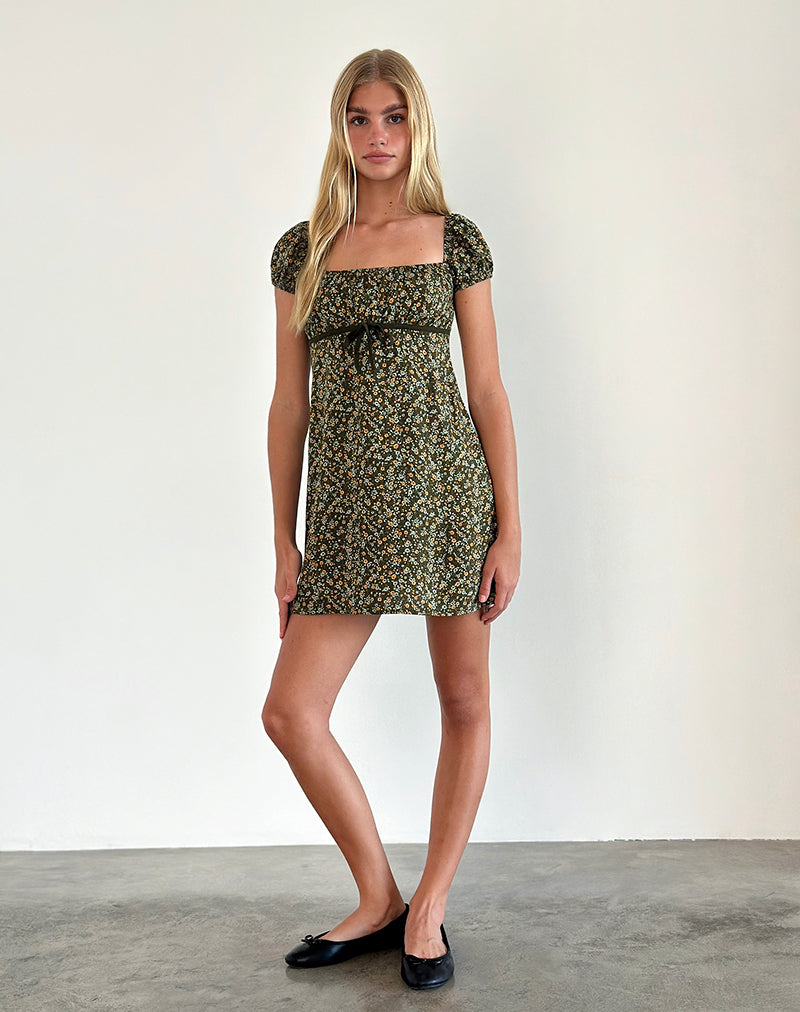 Bild von Savio Minikleid in Grunge Floral Khaki