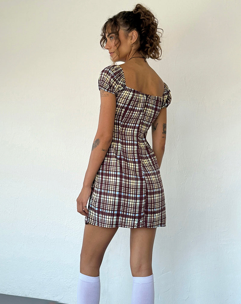 Image of Savio Minikleid in Multi-Karo Braun