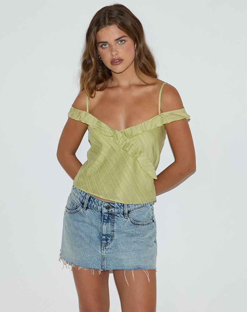 Image of Savira Top aus Chiffonstreifen Grün