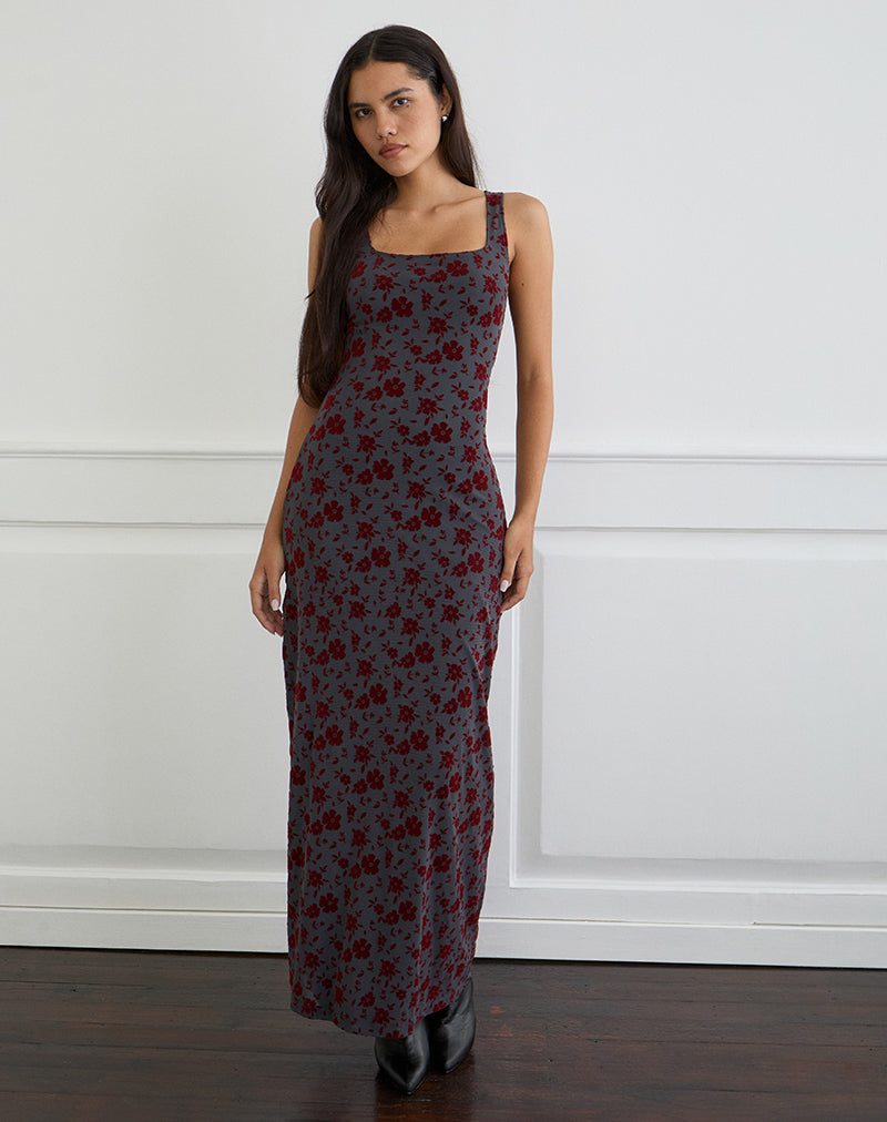 Bild von Sayidan Maxikleid in Garden Floral Blau Grau