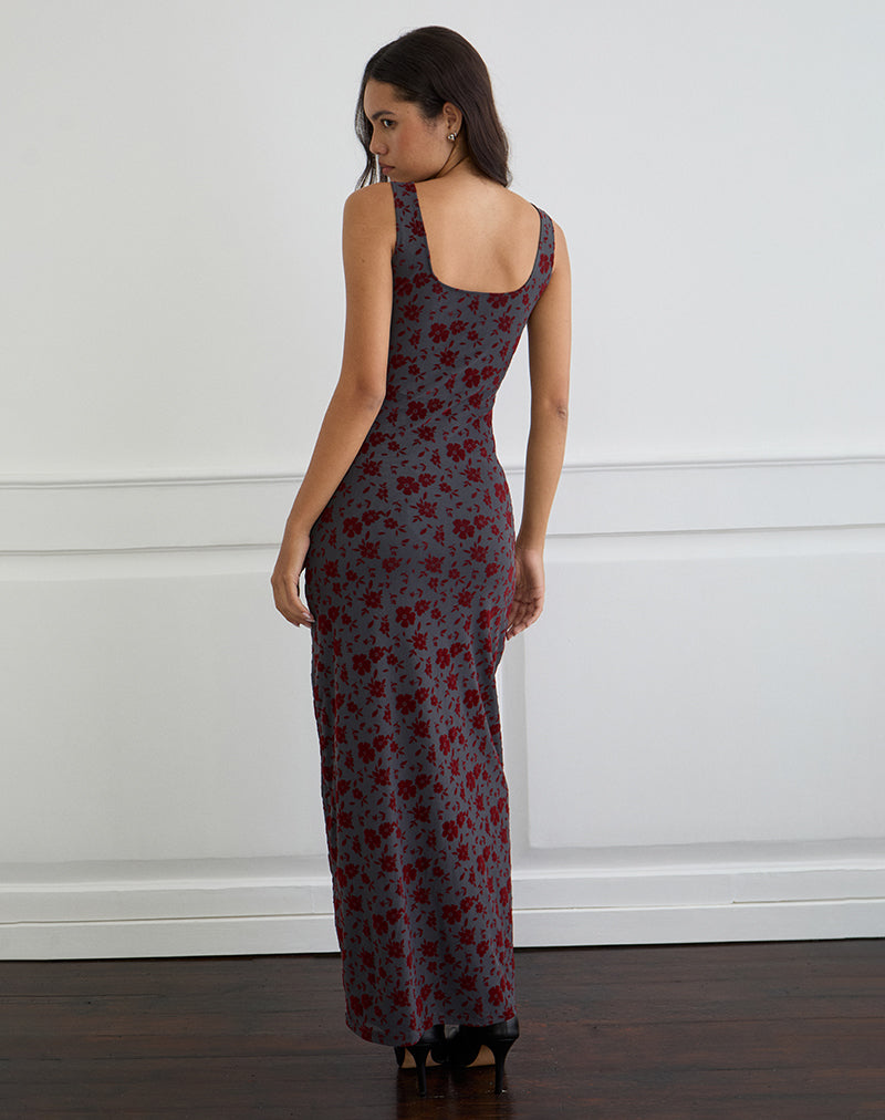 Bild von Sayidan Maxikleid in Garden Floral Blau Grau