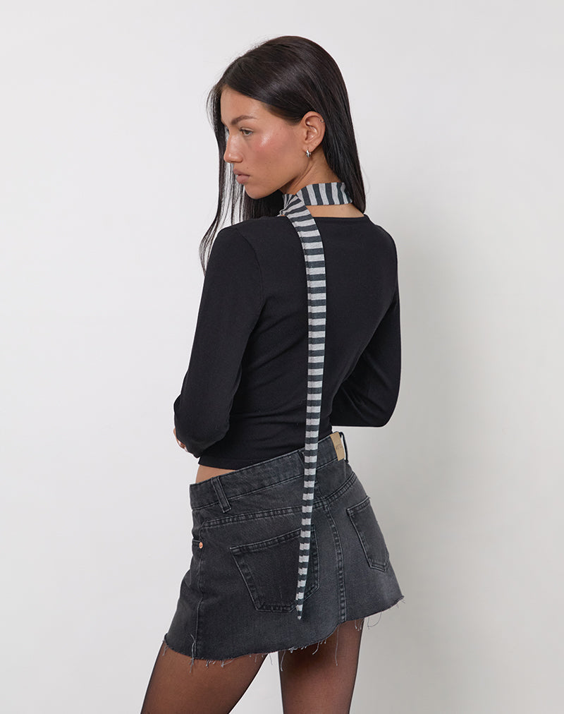 Bild von Skinny Schal in Grau und Schwarz gestreift
