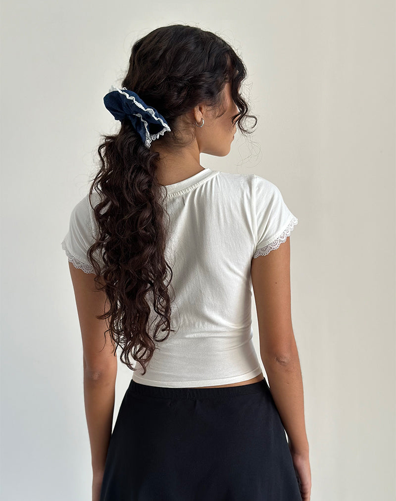 Bild von Scrunchie in Denim Chambray mit Spitze
