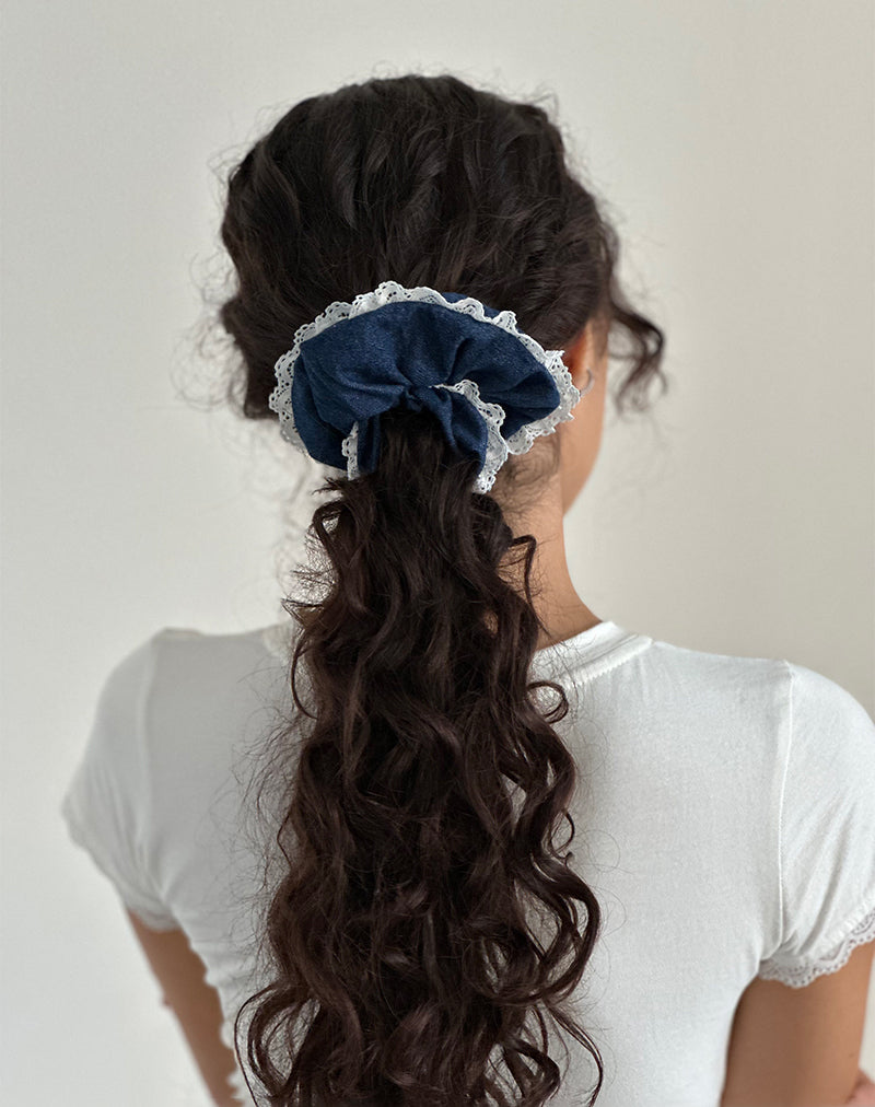 Scrunchie aus Denim Chambray mit Spitze
