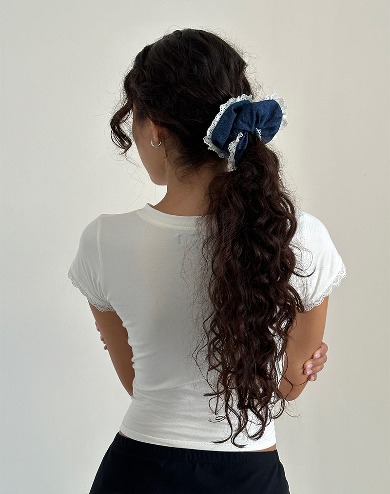 Scrunchie aus Denim Chambray mit Spitze