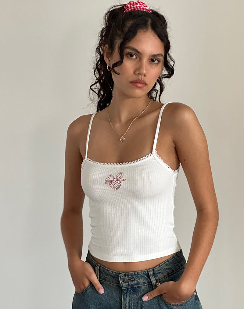 Haargummi aus rotem Gingham mit Spitze