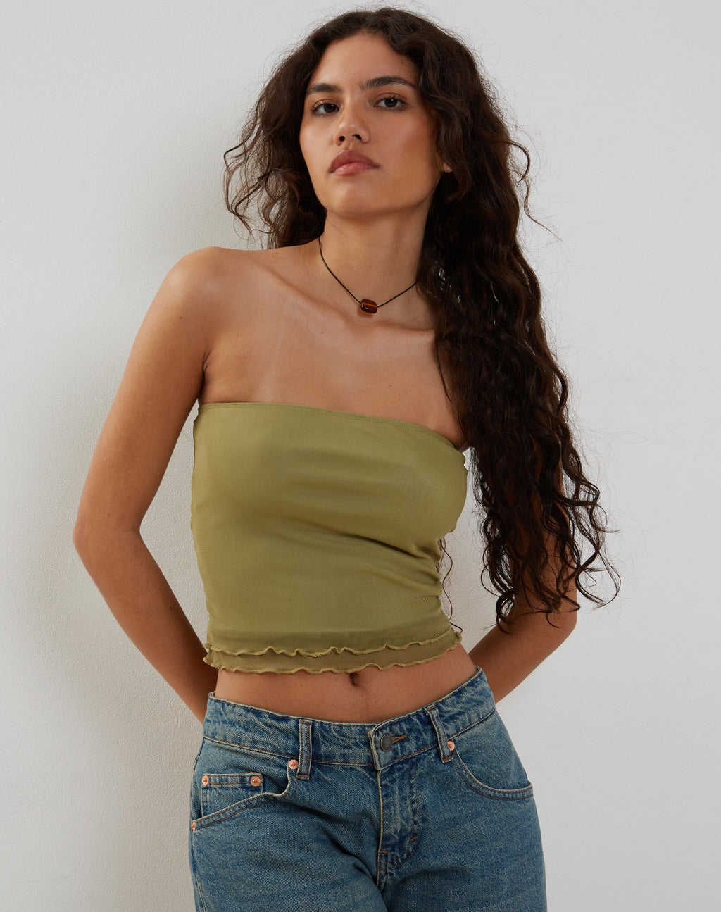 Seka Mesh Bandeau Top in Grün