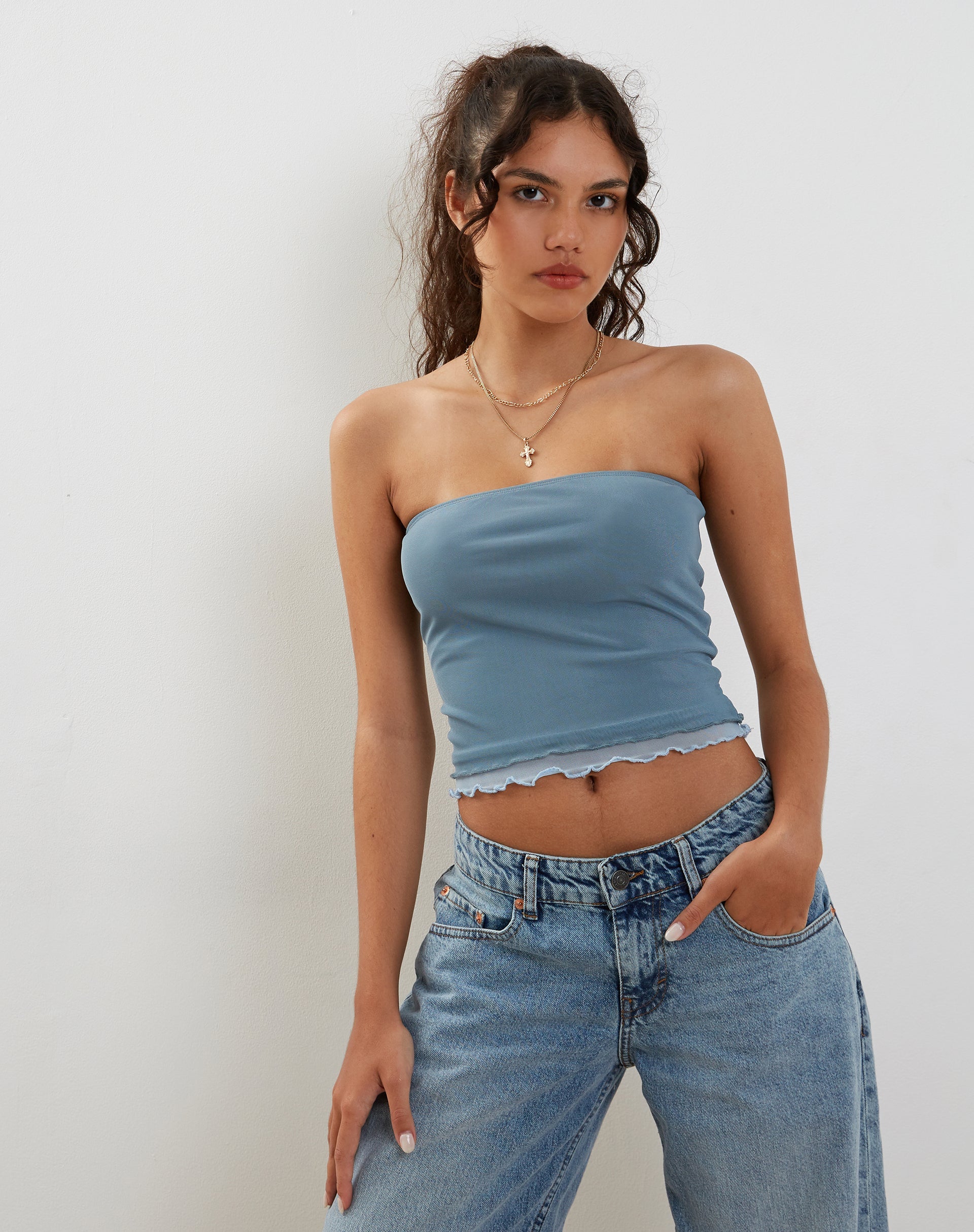 Abbildung von Seka Bandeau Top in Mesh Tonal Blue
