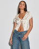Bild von Selene Tie Front Top in Satin Vintage Rose Girlande