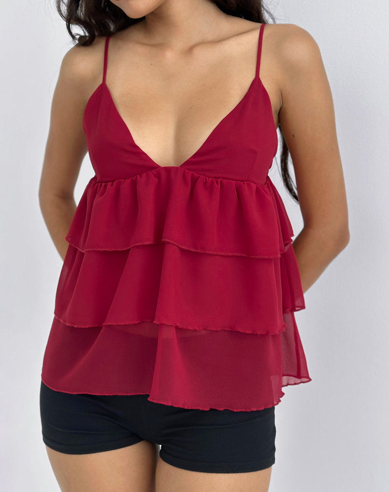 Bild von Selvina Rüschen-Cami-Top in Rot