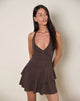 Image of Semary Minikleid mit Neckholder und Wickelansatz in Bitter Chocolate