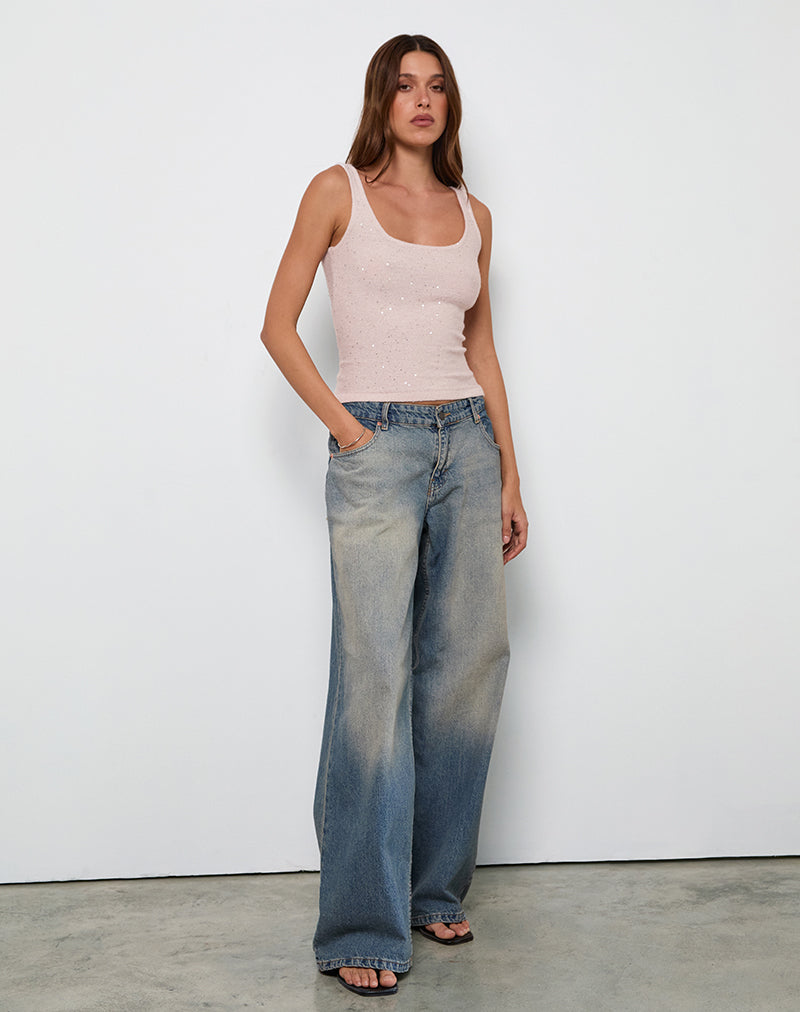 Sepai Vest Top in verstreutem Paillettenrosa